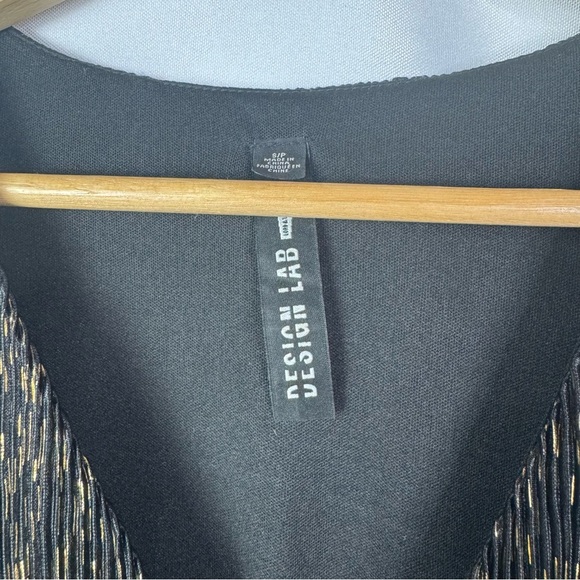 Lord & Taylor Design Lab Black & Gold Speck Long Sleeve Mini Dress S - Picture 3 of 6